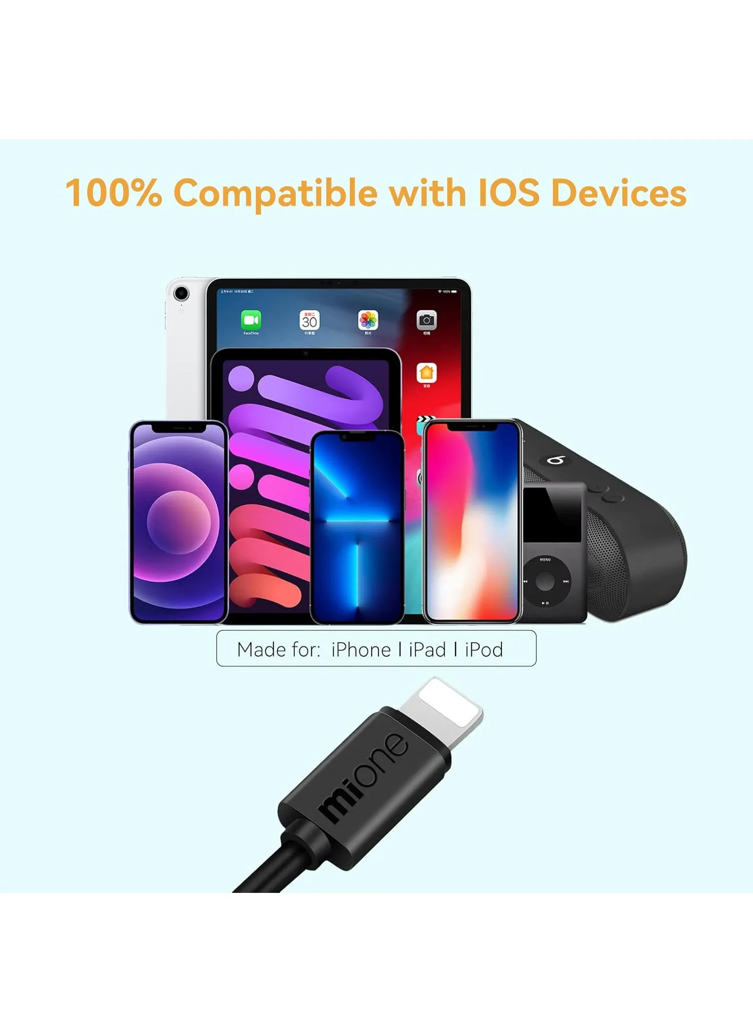 شاحن حائط مع كابل من النوع C بطول 1.2 متر كابل شحن سريع بمخرج USB لايتنينج 2A مزامنة بيانات أسود-2