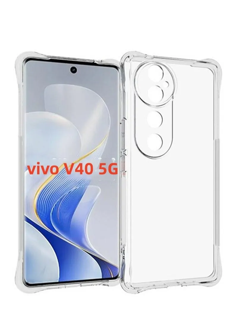 [1+2 مجموعات] غطاء حافظة لهاتف vivo V40 5G وواقي شاشة TPU نحيف مقاوم للصدمات مع وسادة هوائية [ليس من السهل أن يتحول إلى اللون الأصفر]-2