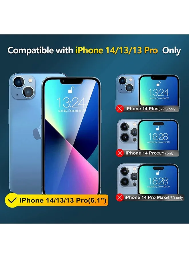 1- Peace iPhone 14/13/13 Pro واقي شاشة زجاجي شفاف شفاف-2