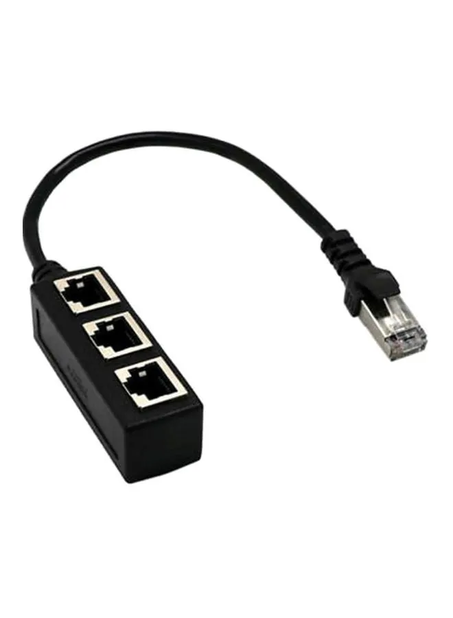 كابل محول مقسم على شكل حرف Y من منفذ واحد إلى 3 منافذ RJ45 أسود-1