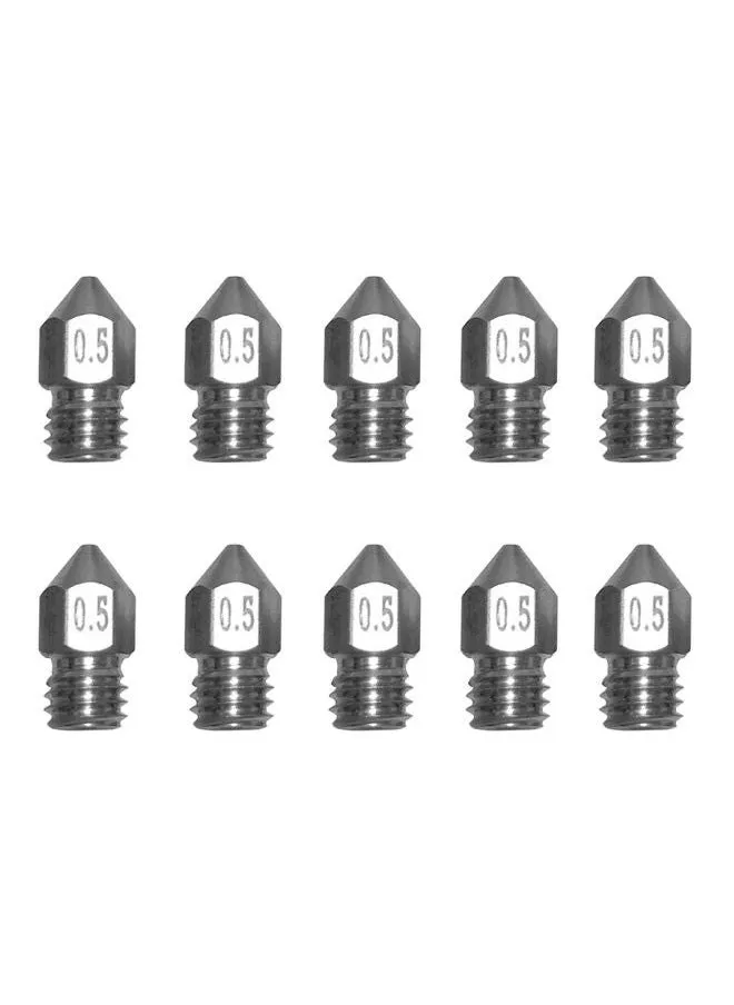 10-Piece MK8 M6 Threaded Nozzle Set For 3D Printer Head Silver-1