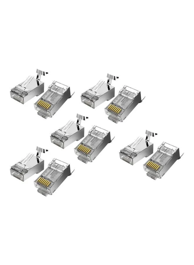 مجموعة مقابس معيارية من RJ45 إلى CAT 7، مكونة من 10 قطع فضي/شفاف/ذهبي-1