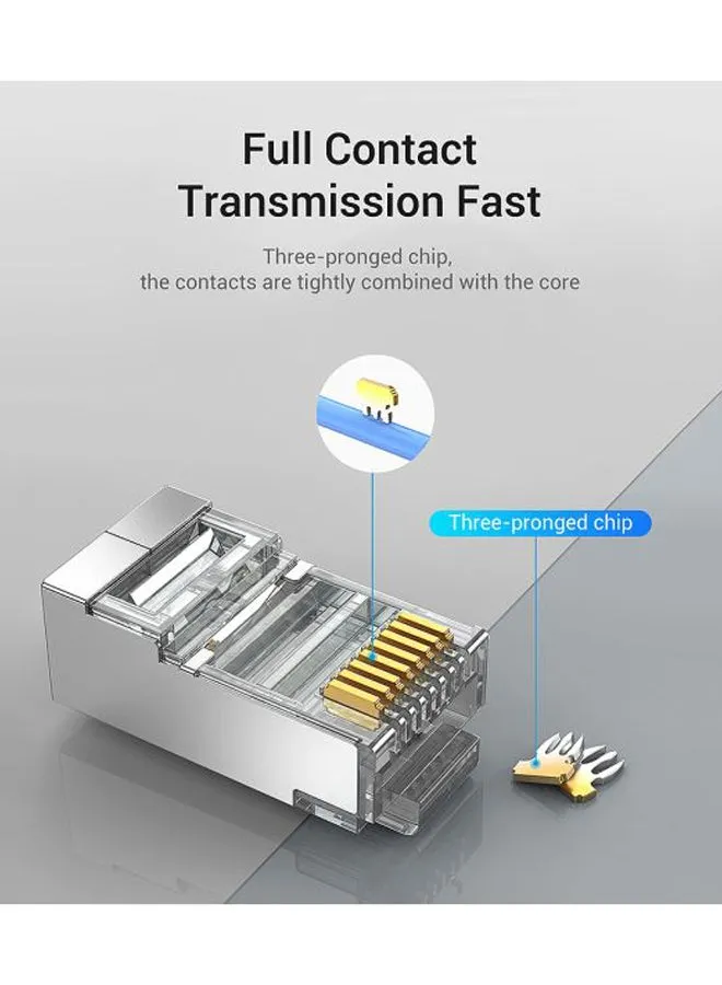 مجموعة مقابس معيارية من RJ45 إلى CAT 7، مكونة من 10 قطع فضي/شفاف/ذهبي-2