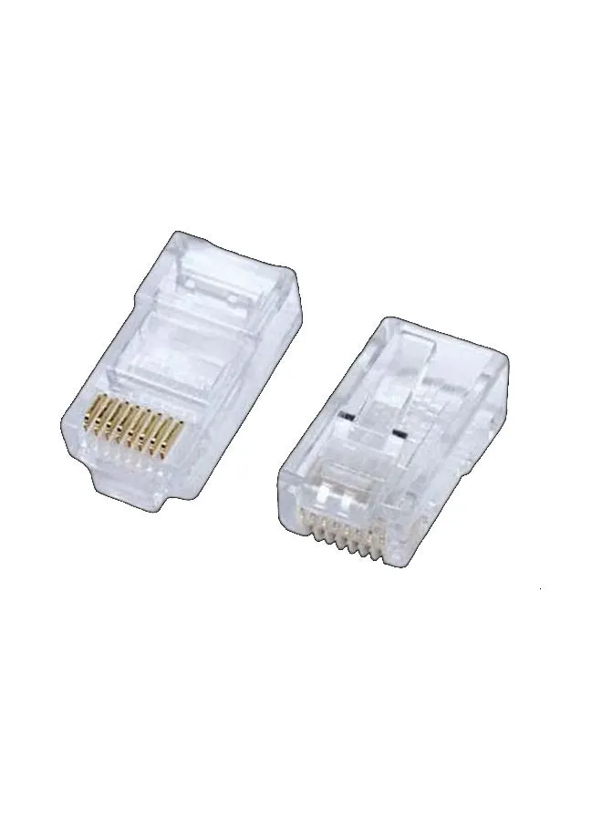 طقم موصلات Cat5 RJ45 مكون من 100 قطعة شفاف-1