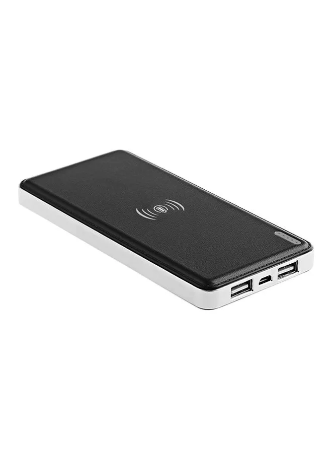 باور بانك Qi للشحن اللاسلكي مزود بمنفذي USB 10000.0 mAh أسود-1