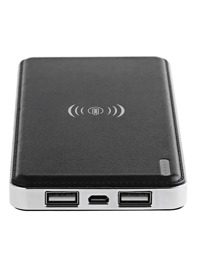 باور بانك Qi للشحن اللاسلكي مزود بمنفذي USB 10000.0 mAh أسود-2