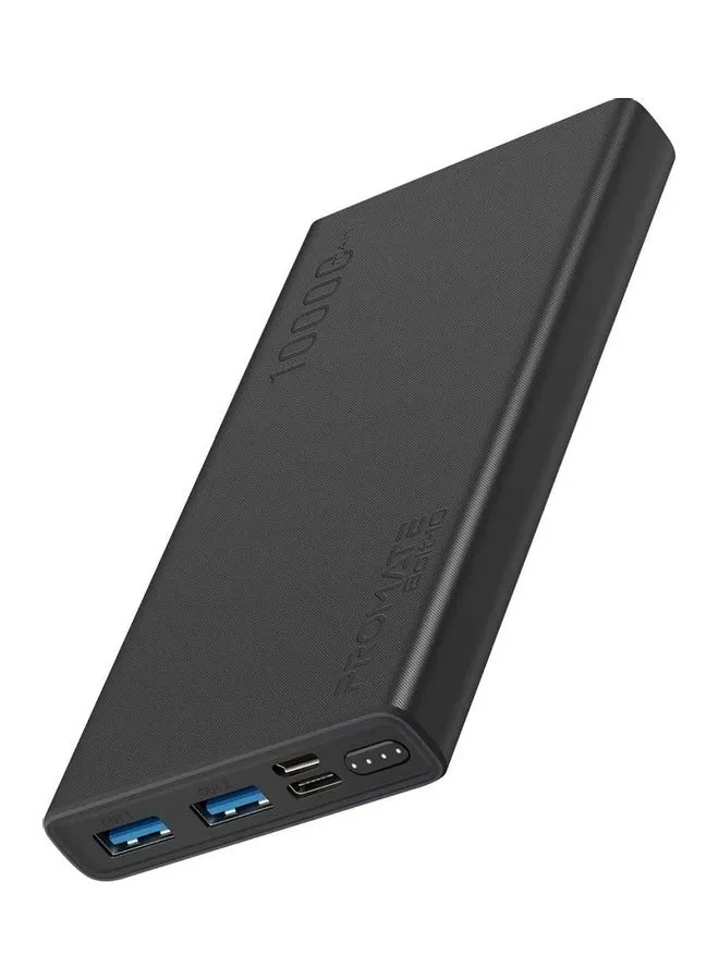 باور بنك ذكي وصغير الحجم للشحن مزود بمنفذ USB مزدوج 10000.0 mAh أسود-1