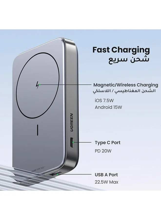 باور بانك 10000mAh 15 واط مع مسند من ماج سيف، شاحن لاسلكي محمول مع منفذ PD 20 واط USB-C وشاحن محمول منفذ شحن سريع 22.5 واط كيو سي 3.0 علبة بطاريات لبطارية ماج سيف سلسلة ايفون 15/14/13/12 10000 mAh-2