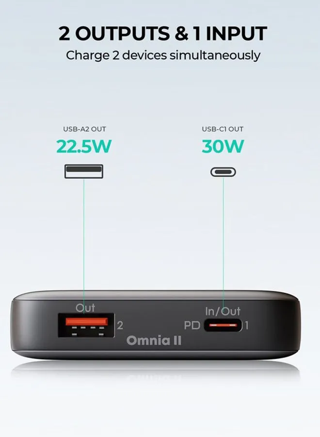 10,000 ميللي أمبير بطارية متنقل بقدرة 30 واط Y41 اسود 10000 mAh-2