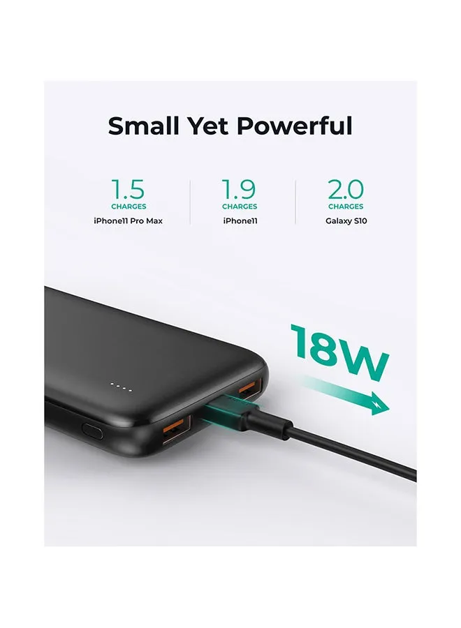 بطارية متنقلة نحيفة PD USB-C 20 واط N73 بسعة 10000 mAh أسود-2