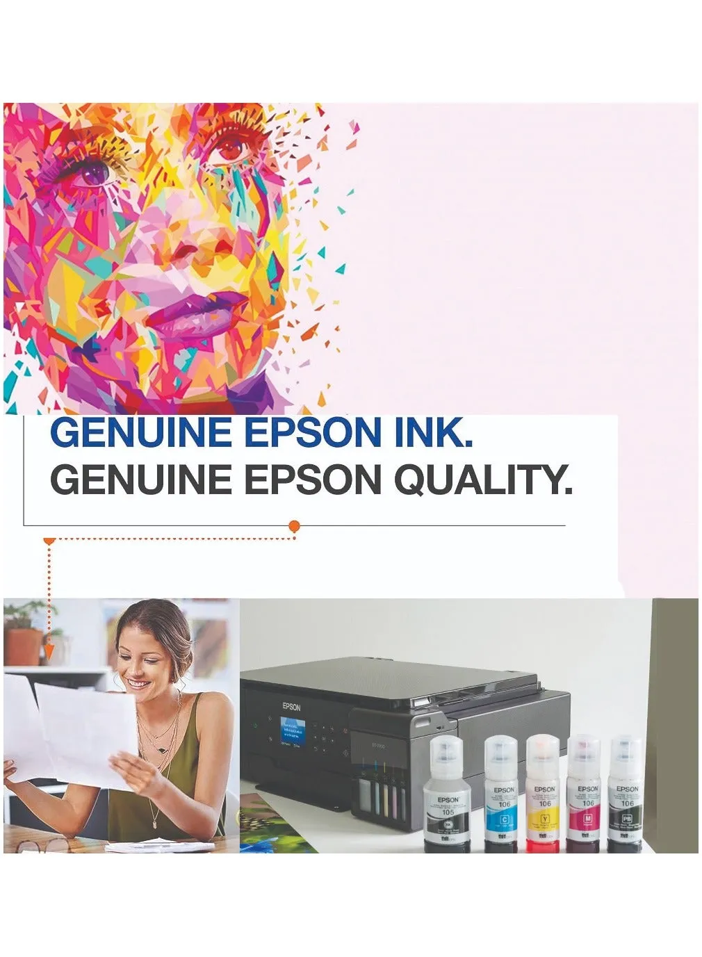 زجاجة حبر Epson 106 Ecotank، حبر أسود للصور لإعادة تعبئة الطابعة باللون الأسود-2