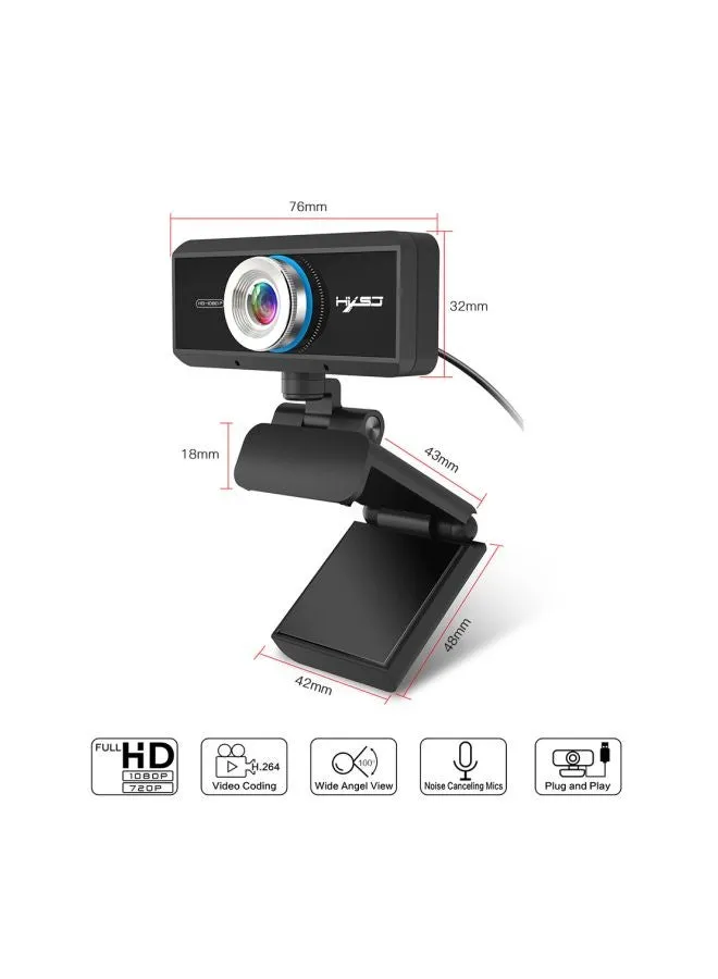 1080P Manual Focus Webcam Black-2