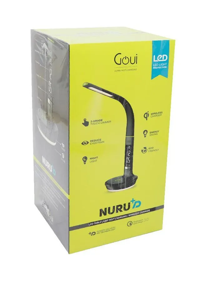 مصباح طاولة Nuru+D Led بقوة 10 وات وشاحن لاسلكي للشحن السريع باللون الأسود أسود-2