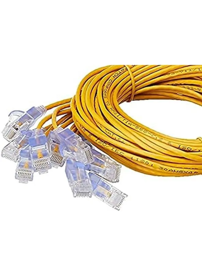 116347 Slimrun Cat6A كابل تصحيح إيثرنت Snagless Rj45 Utp سلك نحاسي نقي 10G 30Awg 5Ft أصفر 10 عبوات-2