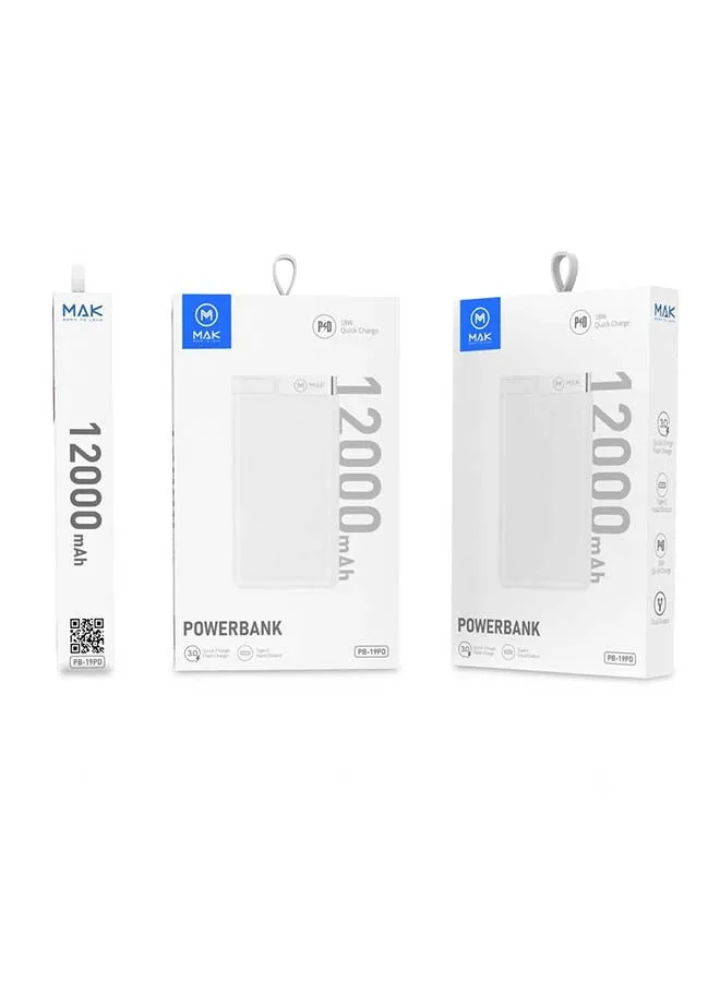 باور بانك 12000.0 mAh أبيض-2