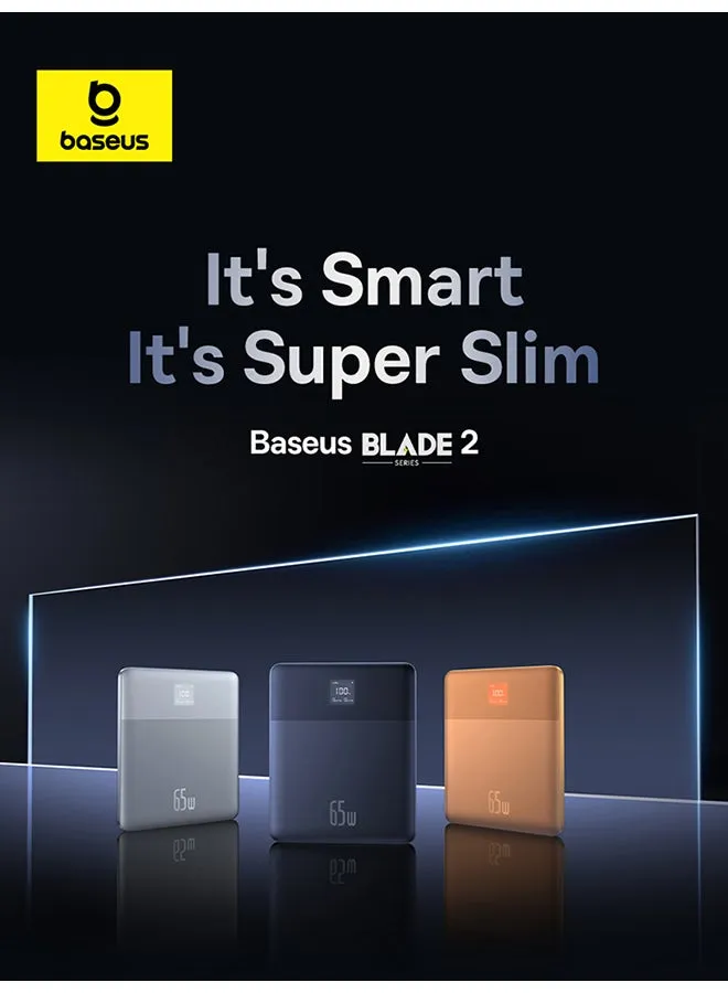 بنك طاقة OS Blade2 سريع الشحن مع شاشة رقمية إصدار ذكي 65 وات Horizon Sliver (مع كابل شحن سريع من Baseus Mini White Series Type-C إلى Type-C 100 وات (20 فولت/5 أمبير) 50 سم)-1