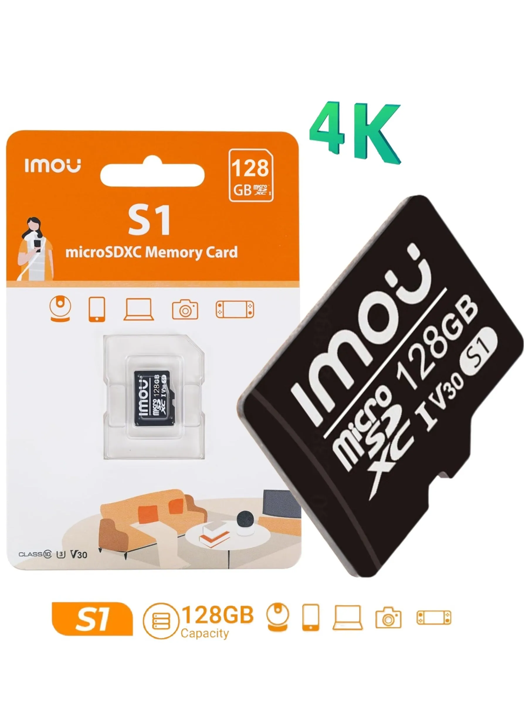 بطاقة ذاكرة Micro SDXC سعة 128 جيجا فائقة السرعة فائقة التوافق فائقة التكيف فئة 10 (U3/ V30/3D) بطاقة فلاش TLC Nand مع سرعة قراءة 95 ميجابايت/ثانية وسرعة كتابة 38 ميجابايت/ثانية-1