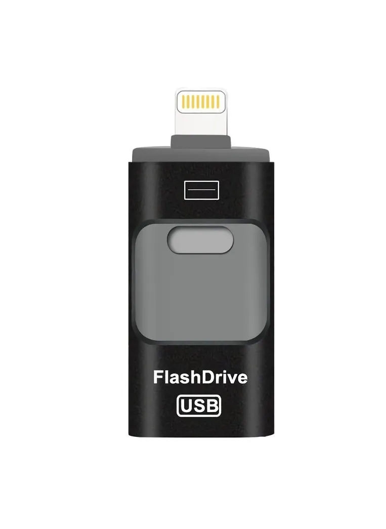 محرك أقراص فلاش USB سعة 128 جيجابايت، محرك أقراص فلاش USB خارجي متين مقاوم للصدمات، ذاكرة USB آمنة ومستقرة، محرك أقراص فلاش I-flash مريح وسريع لهاتف iPhone، (128 جيجابايت باللون الأسود)-1