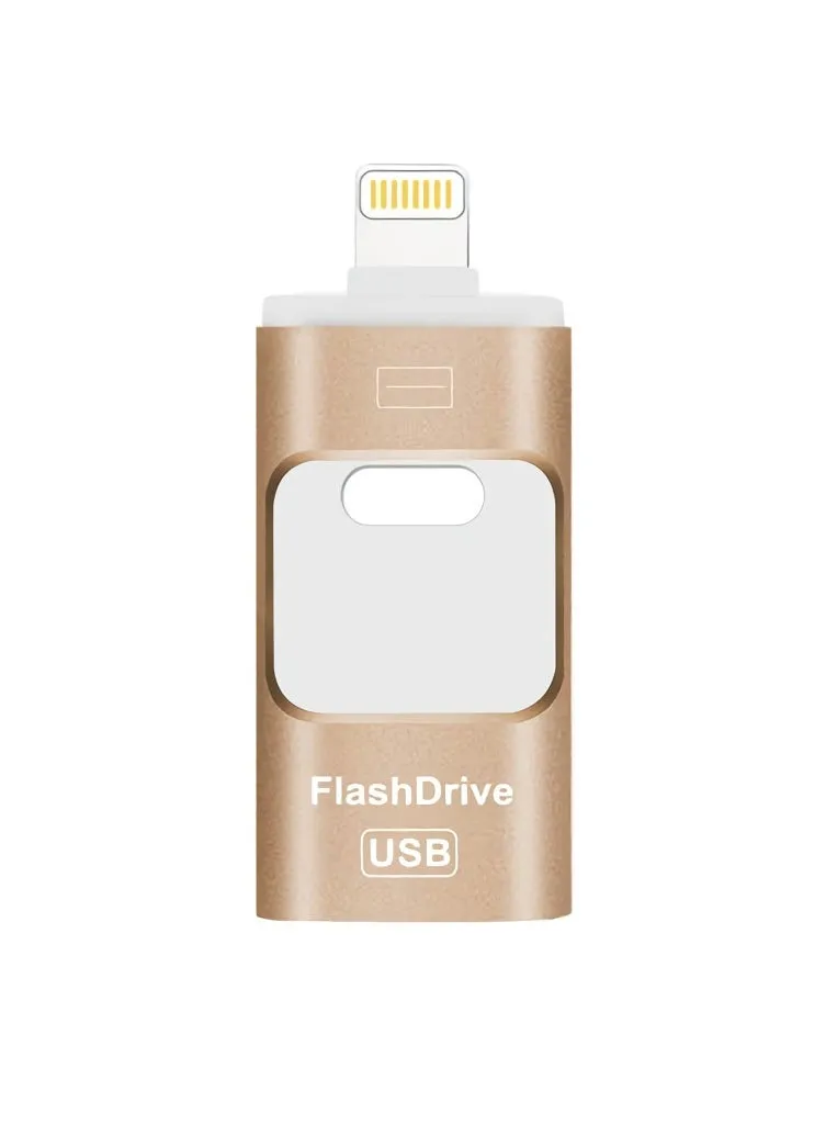 128GB USB Flash Drive, Shock Proof Durable External USB Flash Drive, Safe And Stable USB Memory Stick, Convenient And Fast I-flash Drive for iphone, (128GB Gold Color)-1