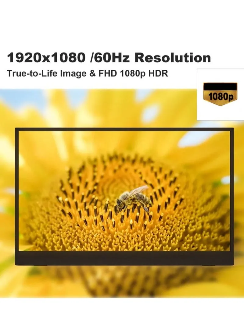 شاشة لاب توب 15.6 بوصة FHD 1080P IPS شاشة محمولة للألعاب الخارجية التوصيل والتشغيل مع غطاء جلد PU متوافق مع الكمبيوتر المحمول والكمبيوتر الشخصي وجهاز Xbox PS5/PS4 Switch-2