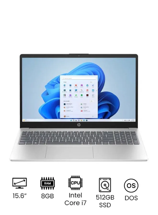 لابتوب 15-fd0019nx بشاشة مقاس 15.6 بوصة كاملة الوضوح (1080 × 1920)، ومعالج إنتل كور i7-1355U/ وذاكرة وصول عشوائي رام سعة 8 جيجابايت/ ومحرك أقراص اس اس دي سعة 512 جيجابايت ام.2/ بدون ويندوز/ وبطاقة رسومات انتل ايريس اكس اي الإنجليزية/العربية فضي طبيعي-1