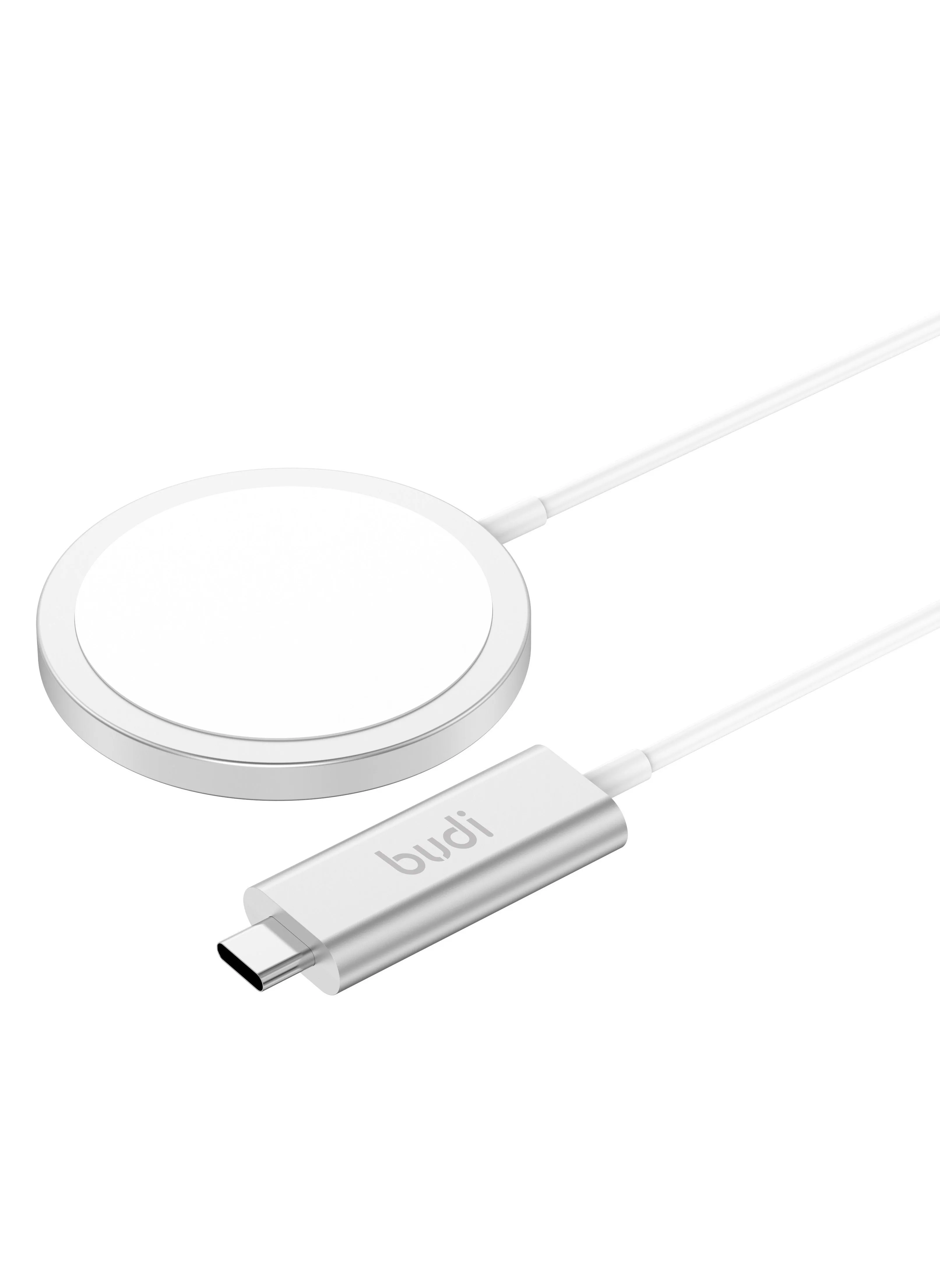 شاحن لاسلكي سريع 10W MagSafe Type-C من Budi 3A3700 ، 1 متر ، أبيض-1