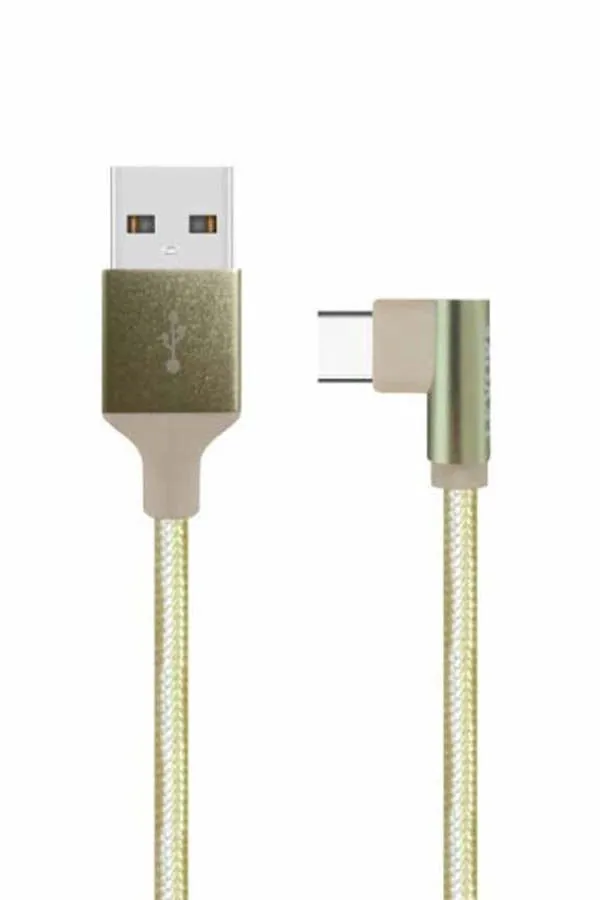 كابل USB A إلى USB C مضفر من النايلون بزاوية 1 متر-1