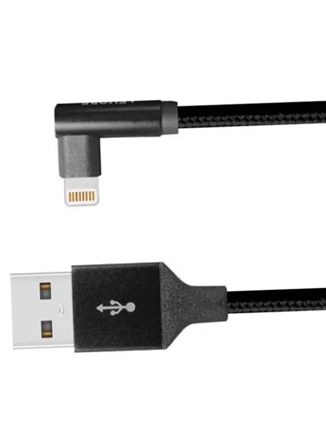 كابل USB A إلى لايتنينج مضفر مصنوع من النايلون بطول 1 متر لون أسود.-2