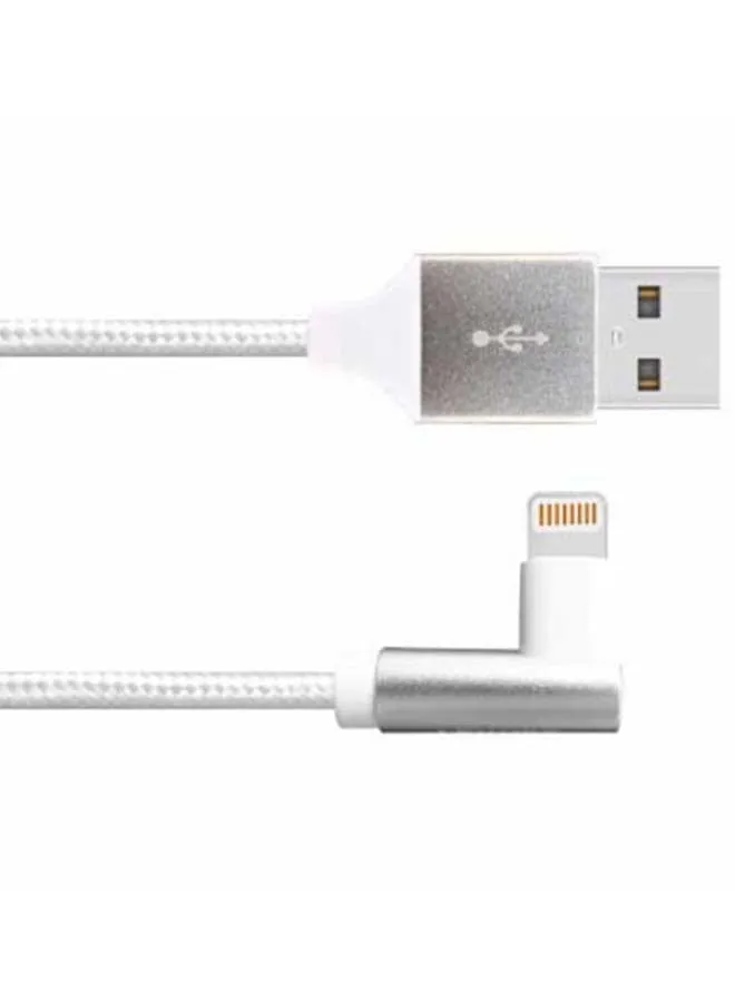 كابل USB A إلى لايتنينج مضفر مصنوع من النايلون بطول 1 متر أبيض-2