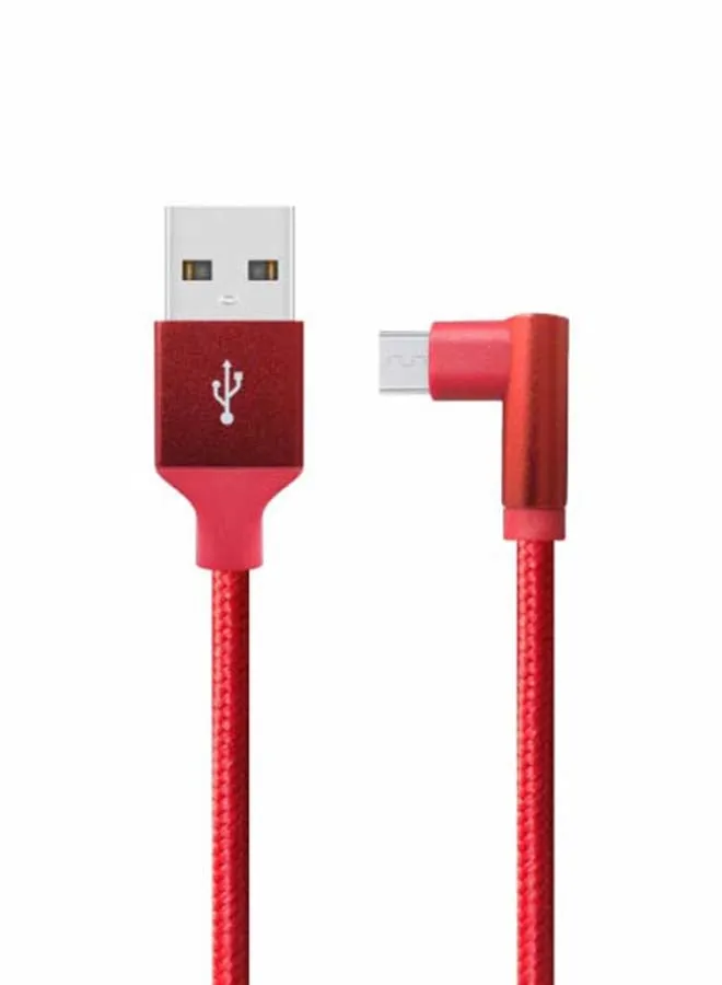 كابل USB A إلى مايكرو USB، مضفر ومصنوع من النايلون بطول 1 متر أحمر-1