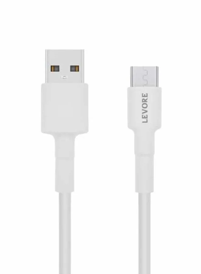 كابل 1M من بلاستيك PVC من USB A إلى مايكرو USB أبيض-1