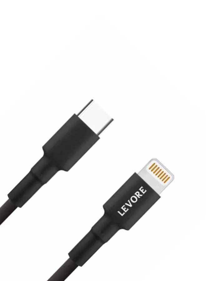 كابل TPE من USB C إلى لايتنينج، بطول 1 متر أسود.-2