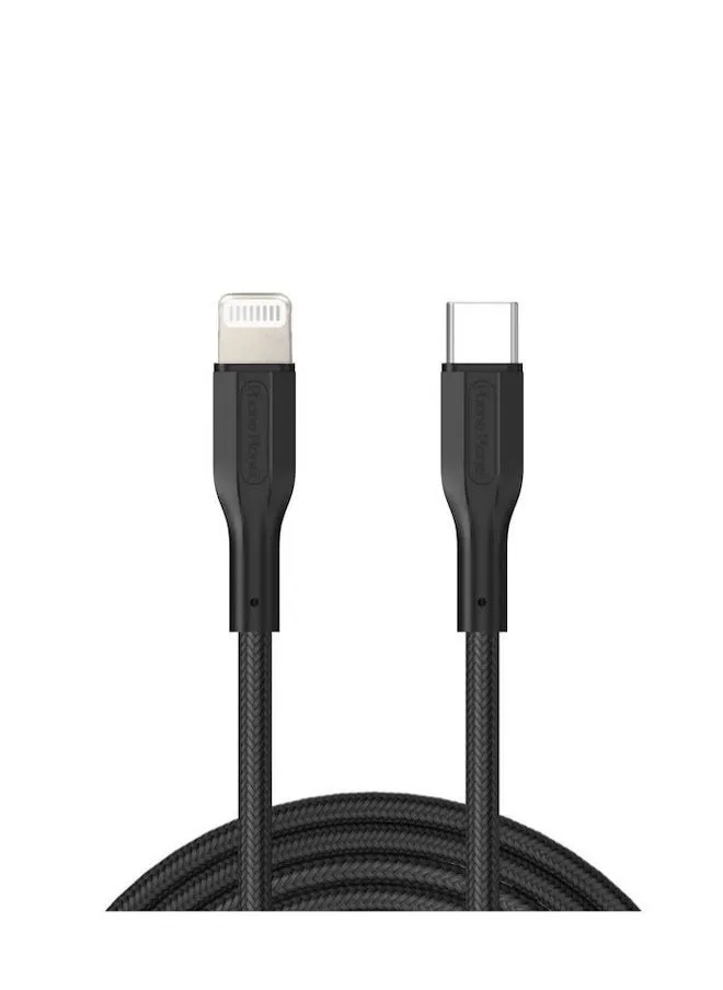 كابل USB-C إلى لايتنينج 1 متر للشحن السريع ونقل البيانات باللون الاسود-1