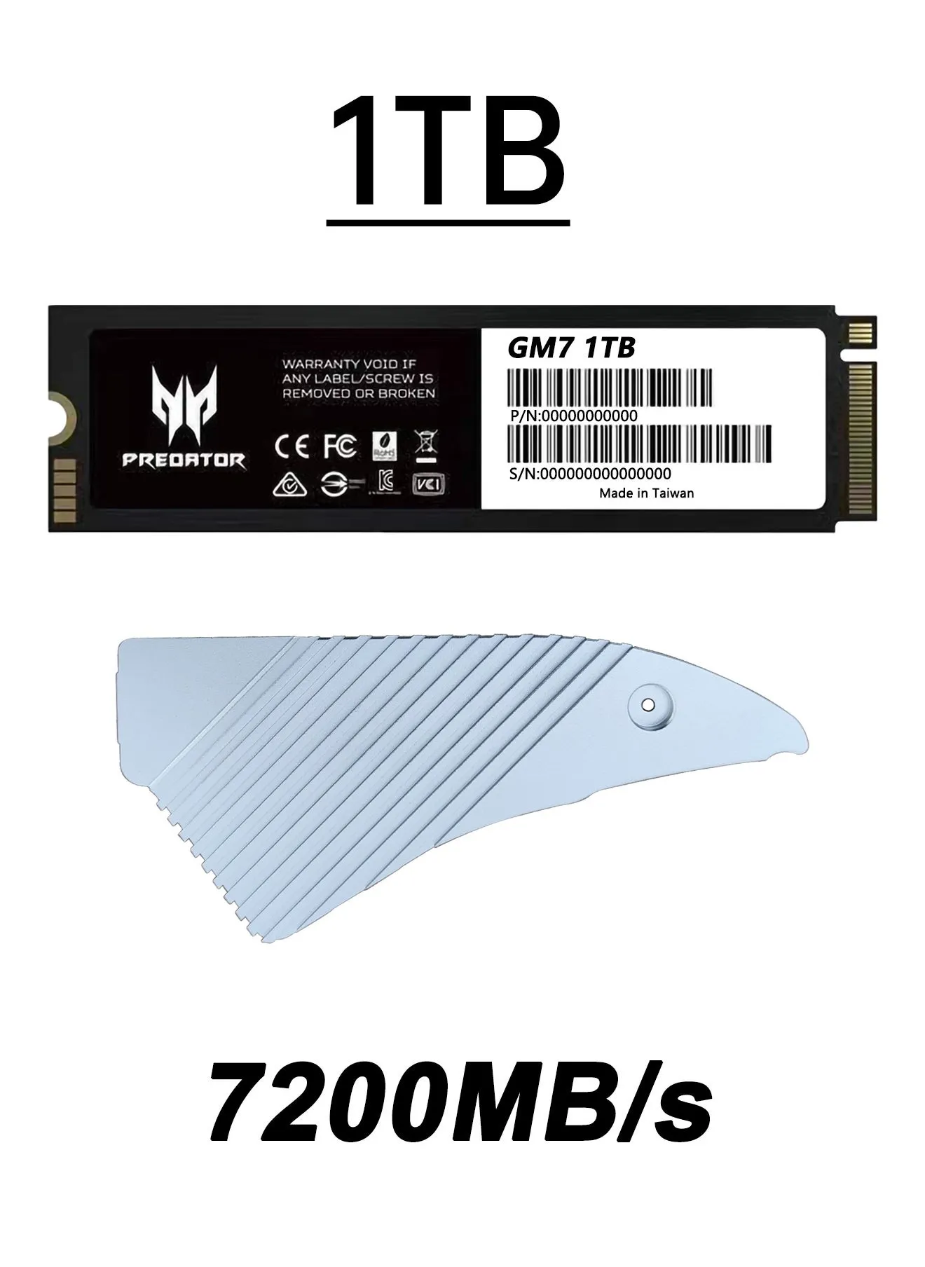 1 تيرابايت 7200 ميجابايت / ثانية SSD PCIe NVMe Gen4 M.2 2280 ، محركات أقراص صلبة داخلية ، متوافقة مع PS5 ، كمبيوتر مكتبي ، كمبيوتر محمول ، بما في ذلك مبرد غرفة التبريد وأدوات التفكيك-1