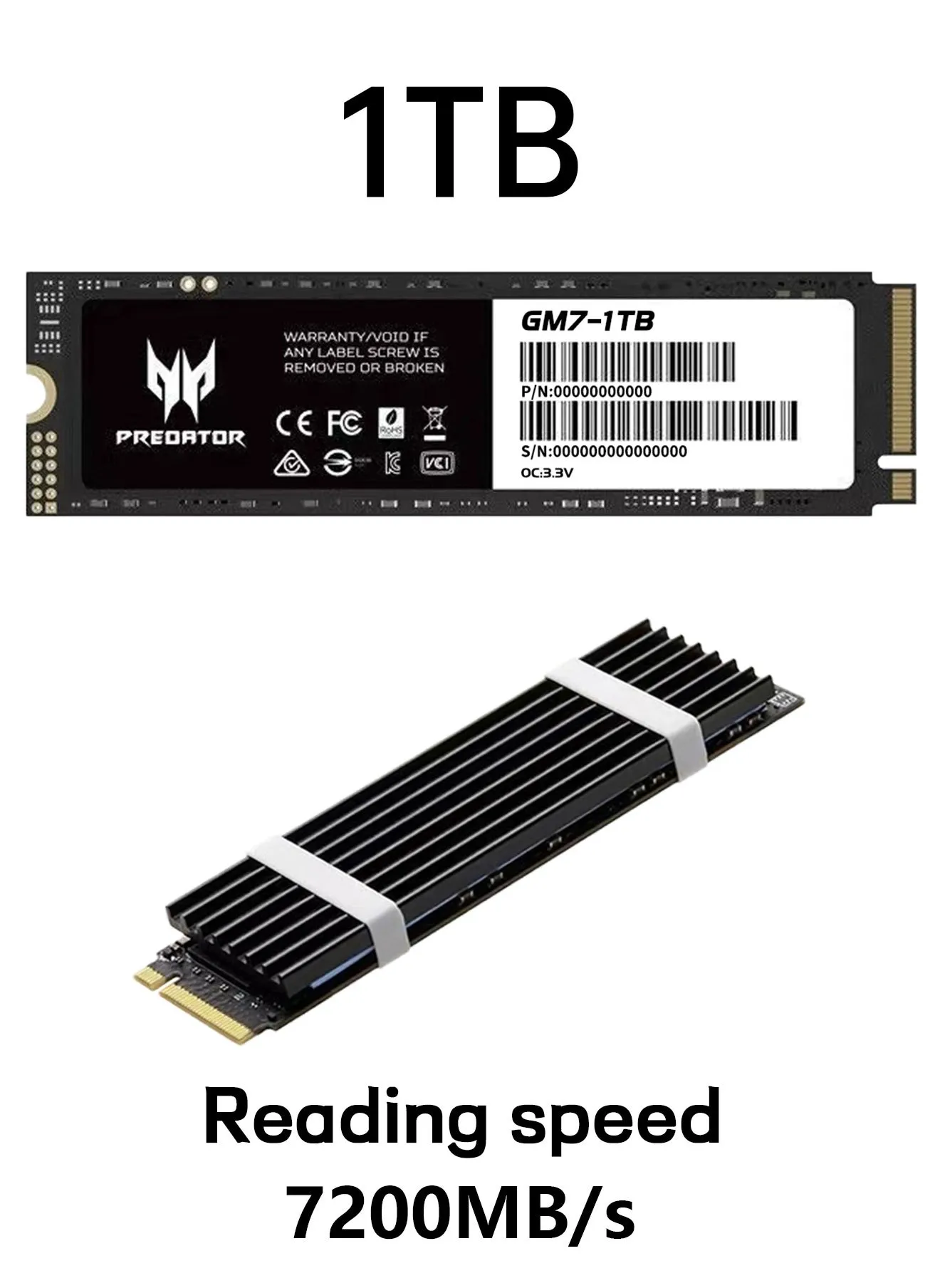 1 تيرابايت 7200 ميجابايت / ثانية SSD PCIe NVMe Gen4 M.2 2280 ، محركات أقراص صلبة داخلية ، متوافقة مع PS5 ، كمبيوتر مكتبي ، كمبيوتر محمول ، بما في ذلك غرفة التبريد وأدوات التفكيك وتعليمات التثبيت-1