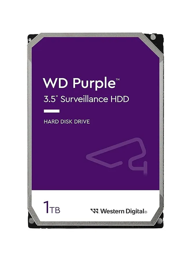 محرك الأقراص الصلبة الداخلي WD Purple للمراقبة سعة 1 تيرابايت - SATA بسرعة 6 جيجابايت/ثانية، ذاكرة تخزين مؤقت 64 ميجابايت، 3.5 بوصة - WD11PURZ-1