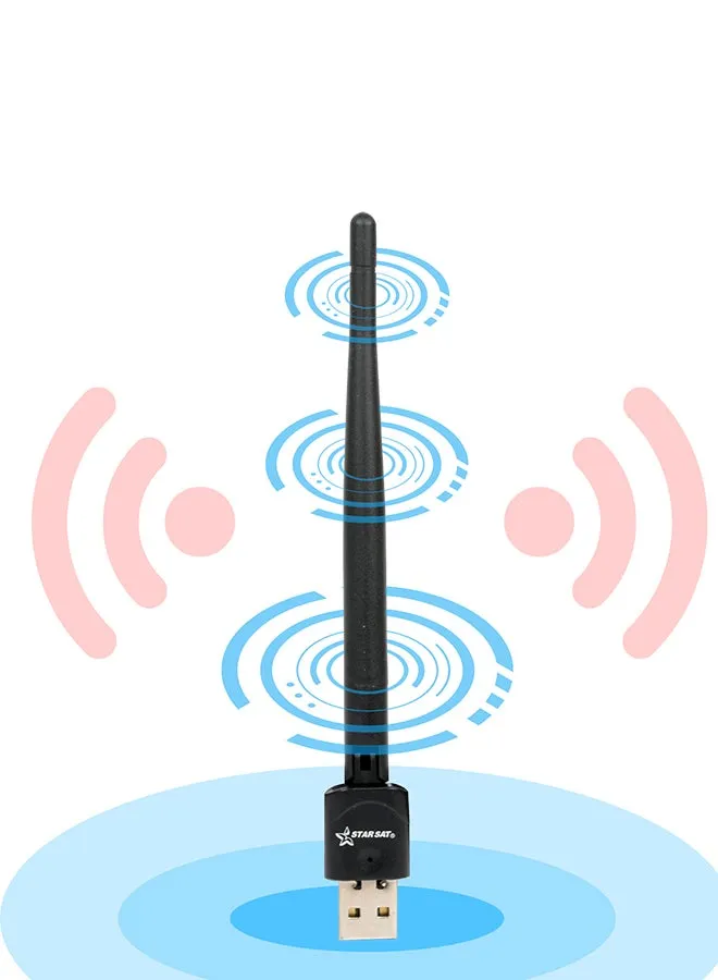 دونجل واي فاي لاسلكي 2.4 جيجا بمنفذ USB مع هوائي أسود-1