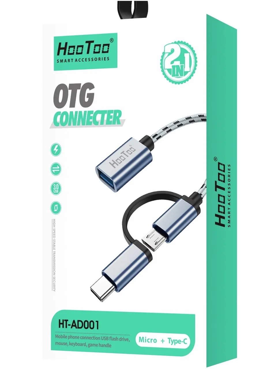 كابل OTG 2 في 1 بمنفذ مايكرو USB Type-C رمادي-2