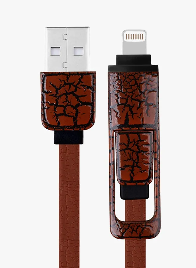 كابل USB للشحن السريع 2 في 1 بلون القهوة-2