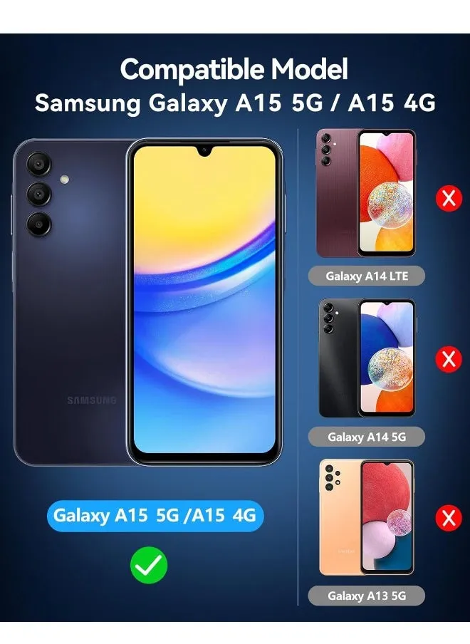 عبوتان من واقي شاشة Samsung Galaxy A15 5G / 4G + عبوتان من واقي عدسة الكاميرا، صلابة 9H، زجاج مقسى عالي الدقة، حساس للمس، خالٍ من الفقاعات، صديق للحافظة (معبأة، 2+2 حزمة)-2