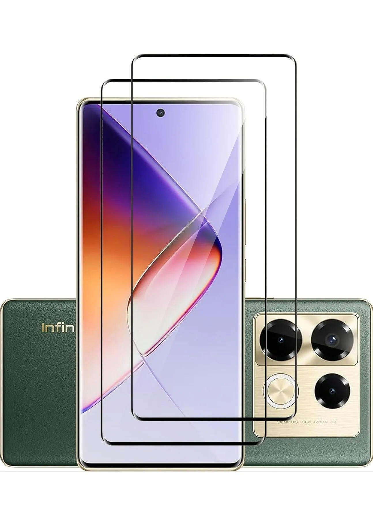 [عبوتان] واقي شاشة لهاتف Infinix Note 40 Pro/Infinix Note 40 Pro+ 5G مصنوع من زجاج عالي النفاذية ومقاوم للخدش-1