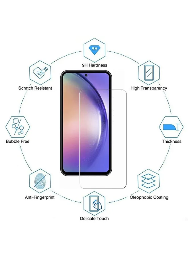 قطعتان من واقي الشاشة الزجاجي المقوى لهاتف سامسونج جالاكسي A55 5G مع ملمس مريح، تركيب سهل التنظيف، غطاء شاشة هاتف شفاف مضاد للخدش ومضاد للسقوط وبصمات الأصابع-2