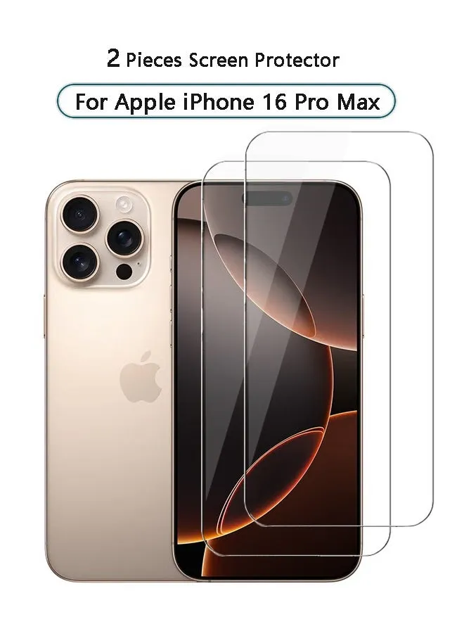 واقي شاشة iPhone 16 Pro Max، غشاء زجاجي عالي الدقة، واقي شاشة من الزجاج المقوى 9H، سهل التركيب، غشاء مضاد للخدش خالٍ من الفقاعات-1