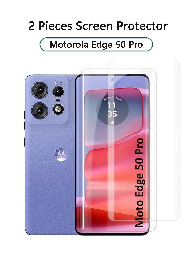 قطعتان من واقي الشاشة لهاتف Motorola Edge 50 Pro 5G مصنوعان من الزجاج المقوى، تغطية كاملة عالية الدقة 9H صلابة مضادة للخدش وخالٍ من الفقاعات-1