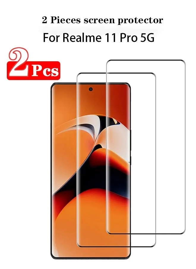 قطعتان من واقي الشاشة لهاتف Realme 11 Pro+ 5G من الزجاج المقوى مع أداة تثبيت سهلة، واقي شاشة فائق الوضوح ومقاوم للكسر ومضاد للخدش-1