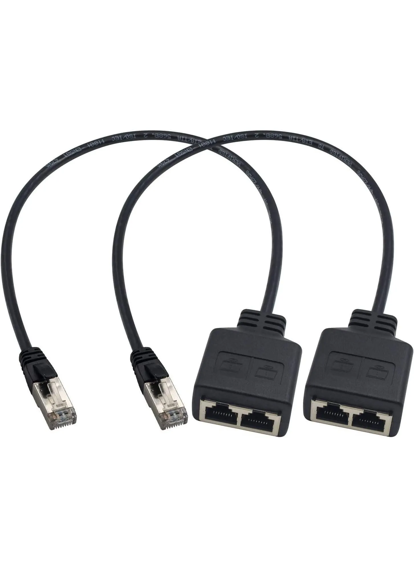 2 قطعة RJ45 مقسم منفذ إيثرنت إيثرنت RJ45 مقسم منفذ إيثرنت إيثرنت 1 ذكر إلى أنثى لموسع كابل شبكة LAN Cat 5 CAT 6 تصفح الإنترنت في نفس الوقت 30 سم-1