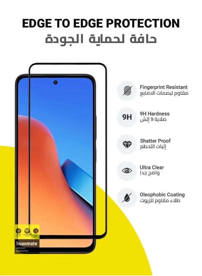 قطعتان من واقي الشاشة الكامل من الحافة إلى الحافة لهاتف Xiaomi Redmi 12 أسود/شفاف-2