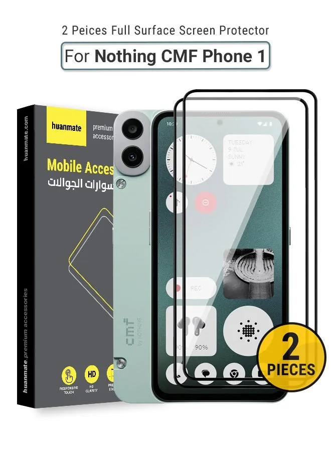 2 Pieces Nothing CMF Phone (1) Screen Protector – Premium Edge to Edge Tempered Glass, High Transparency, Delicate Touch, Anti-Explosion, Smooth Arc Edges, Easy Installation-1