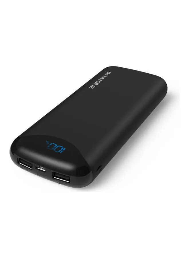 باور بنك محمول وخفيف الوزن بمنفذ USB مزدوج 20000.0 mAh أسود-2