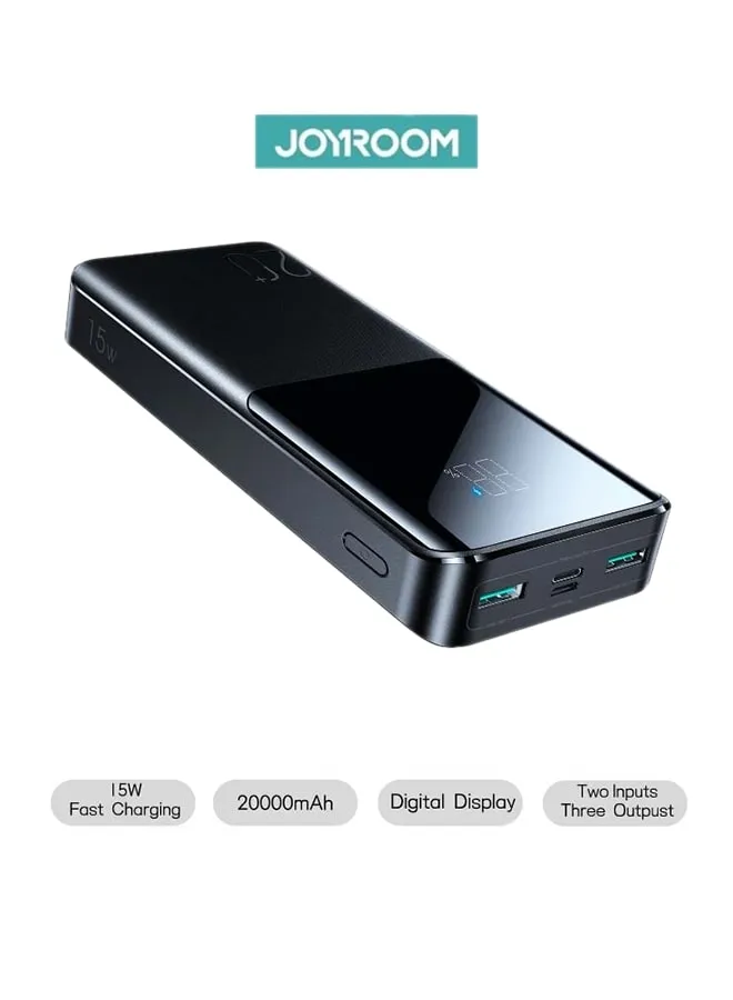 JR-T013 15W 20000mAh باور بانك سريع شاشة LED شاحن بطارية خارجي 20000 mAh أسود-1